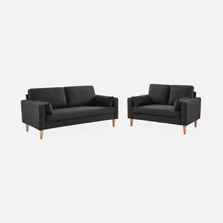2-Sitzer Bjorn Sofa Dunkelgrau Skandinavisches Holz