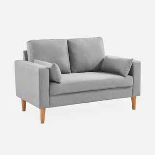 2-Sitzer Sofa Bjorn Dunkelgrau Skandinavisches Holz Stoff Komfort