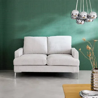 Sofá dos plazas tela beige diseño contemporáneo salón confort
