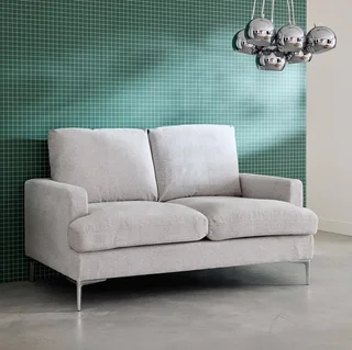 Sofá dos plazas tela beige diseño contemporáneo salón confort