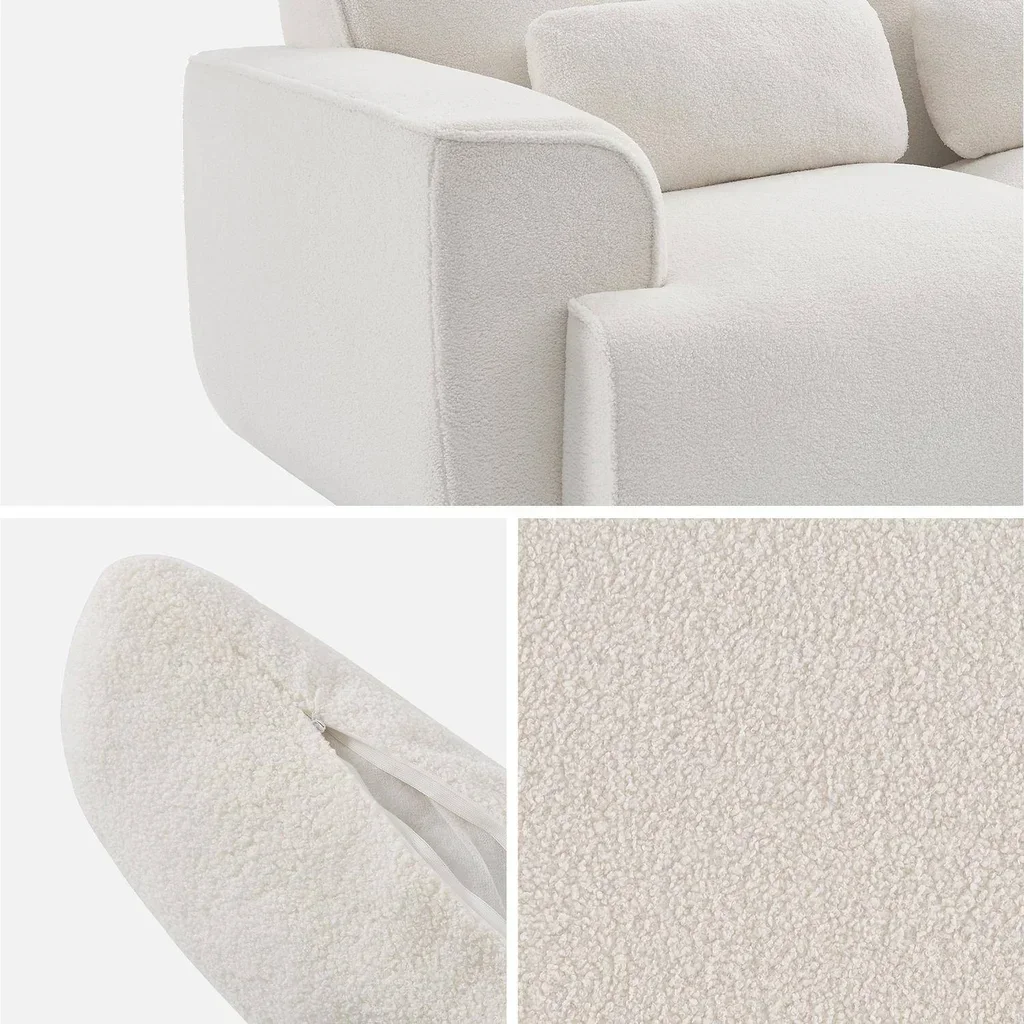 Sofá Wallas 2 Plazas Tela Boucle Crema Diseño Minimalista Salón