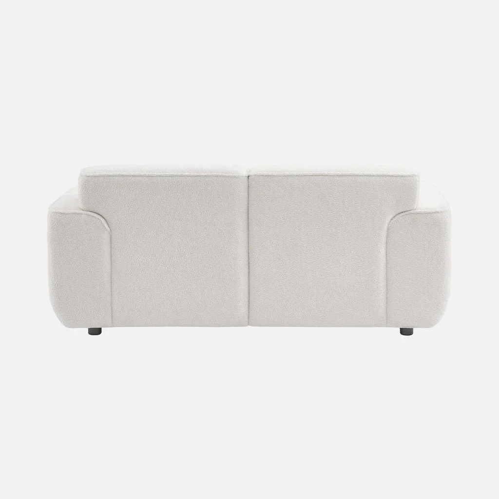 Sofá Wallas 2 Plazas Tela Boucle Crema Diseño Minimalista Salón