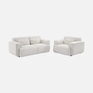 Divano Wallas 2 Posti Tessuto Boucle Crema Design Minimalista Soggiorno