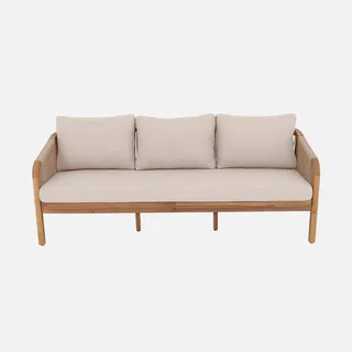Canapé jardin 3 places bois acacia cordes tissu beige Parana