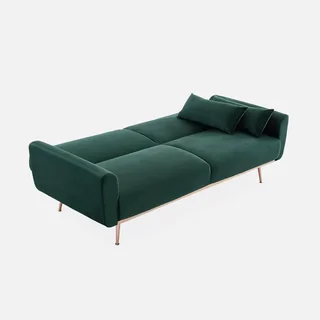 3-Sitzer Schlafsofa Oskar Blau Samt Skandinavisches Design