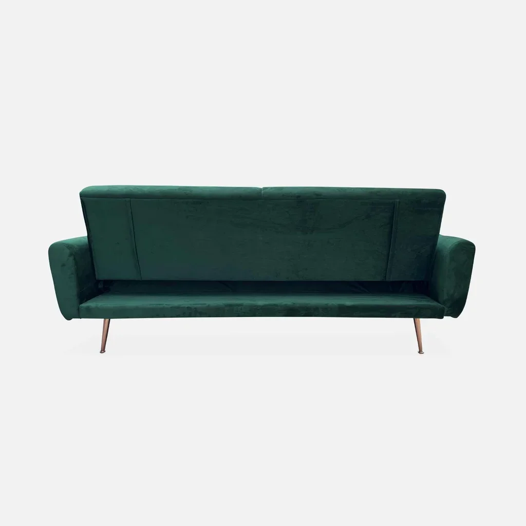 3-Sitzer Schlafsofa Oskar Blau Samt Skandinavisches Design