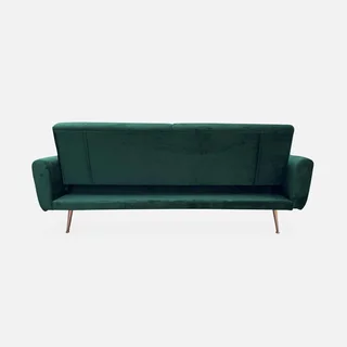 3-Sitzer Schlafsofa Oskar Blau Samt Skandinavisches Design
