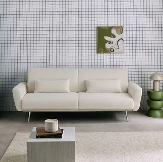 Sofá-Cama Veludo Cotelê Oskar 3 Lugares Convertível Design Escandinavo