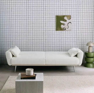 Sofá-Cama Veludo Cotelê Oskar 3 Lugares Convertível Design Escandinavo