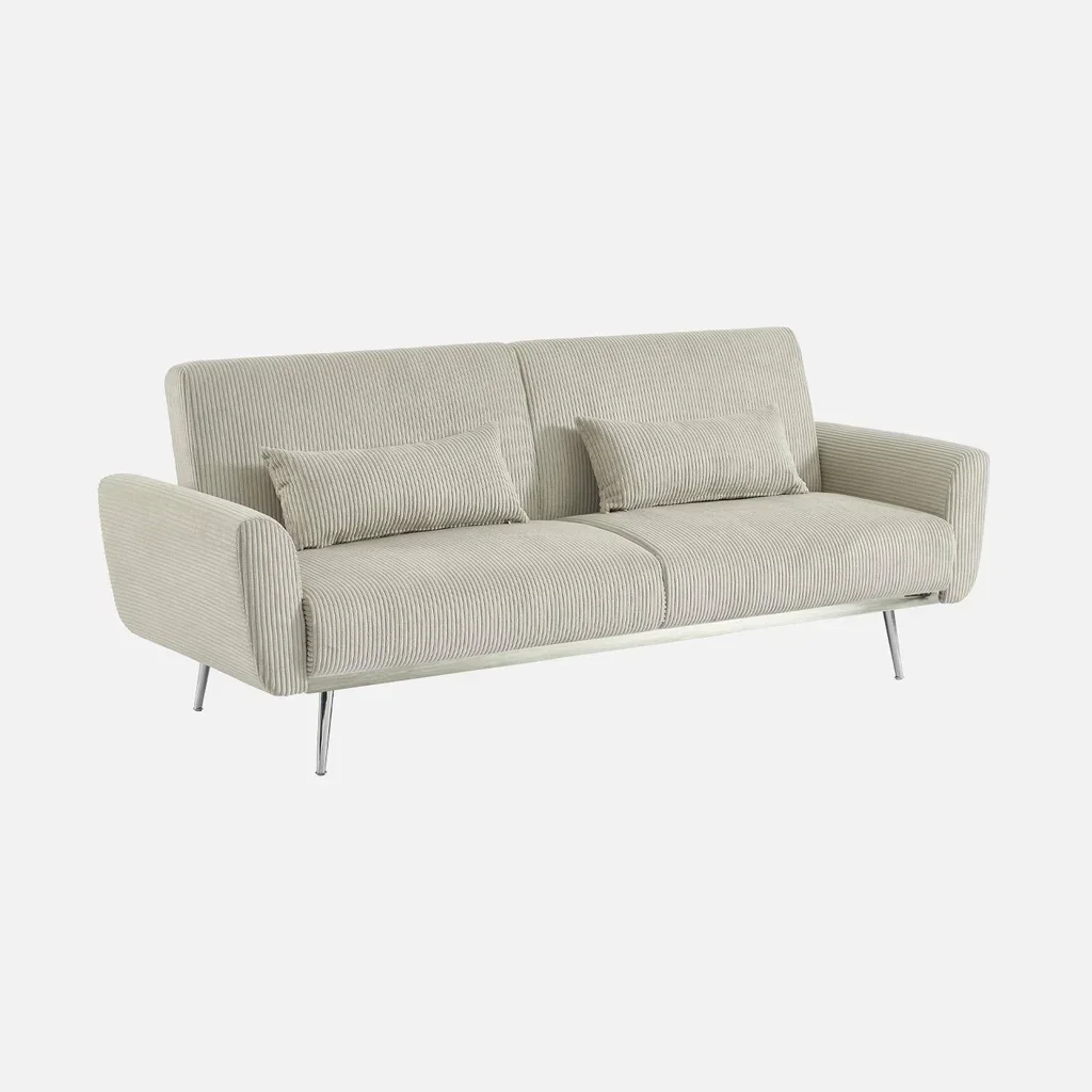 Sofá-Cama Veludo Cotelê Oskar 2-3 Lugares Convertível Design Escandinavo