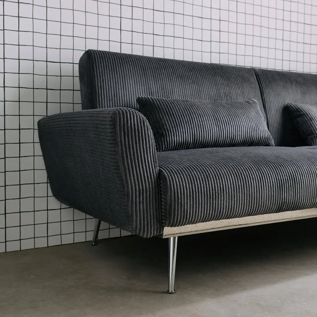 Sofá-Cama 2-3 Lugares Veludo Cotelê Oskar Design Escandinavo Convertível