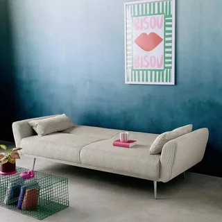 Sofá-Cama Veludo Cotelê Oskar 2-3 Lugares Convertível Design Escandinavo