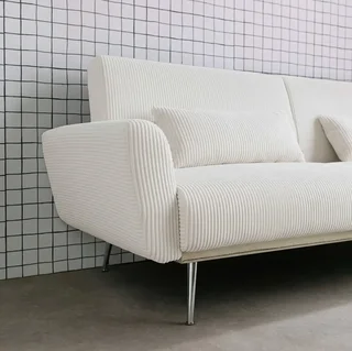 Sofá-Cama Veludo Cotelê Oskar 3 Lugares Convertível Design Escandinavo