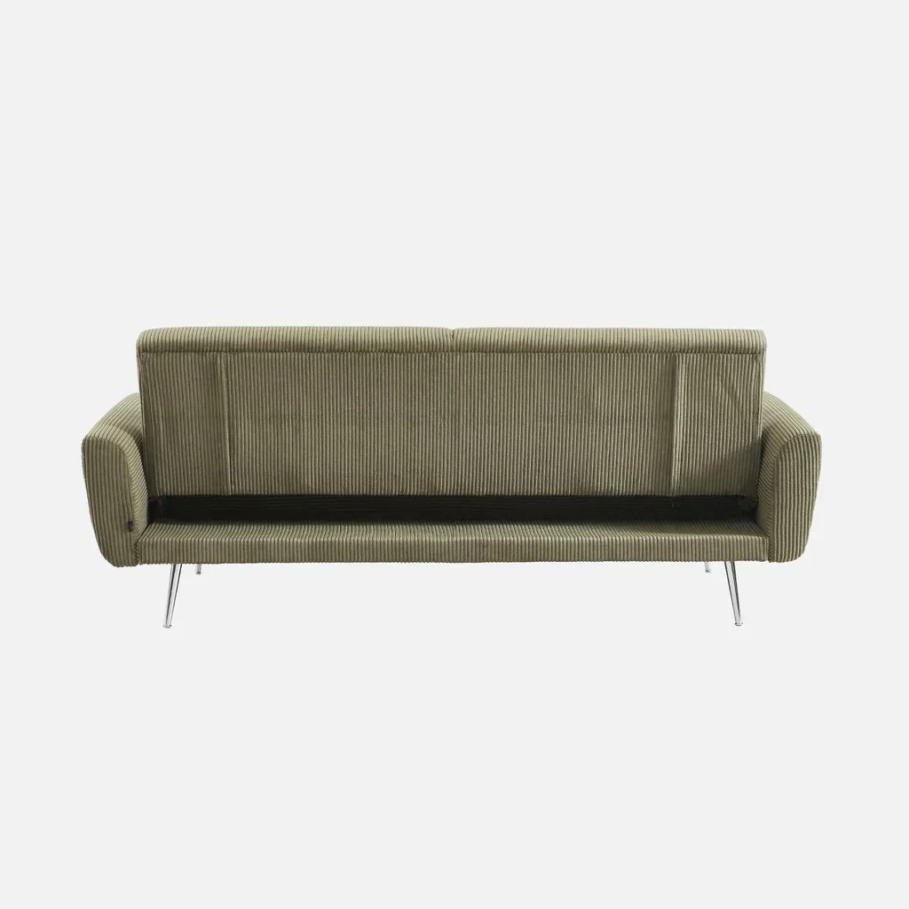 Sofá-cama Oskar 3 lugares veludo canelado design escandinavo conversível