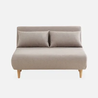 Sofá-cama conversível Guesta 2 lugares bege estilo escandinavo com pés de madeira