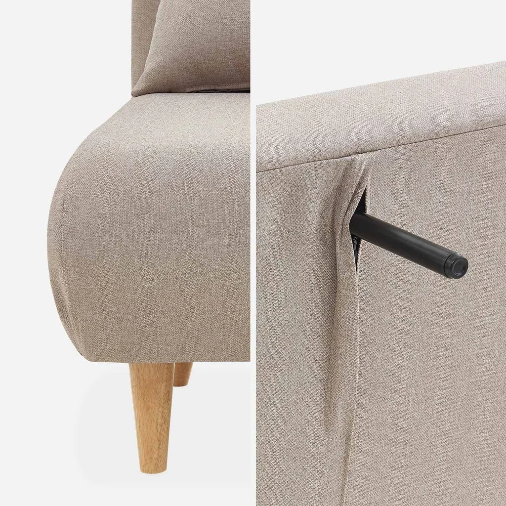 Sofá cama convertible Guesta 2 plazas beige estilo escandinavo con patas de madera
