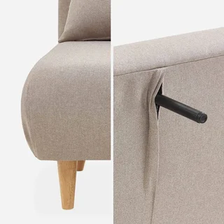 Sofá-cama conversível Guesta 2 lugares bege estilo escandinavo com pés de madeira