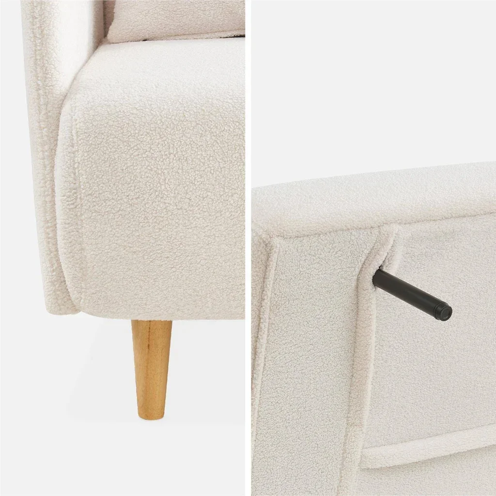 2-Sitzer Boucle Schlafsofa Panam Skandinavischer Stil