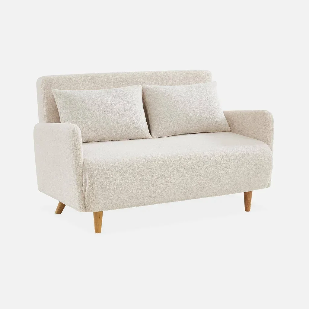 2-Sitzer Boucle Schlafsofa Panam Skandinavischer Stil