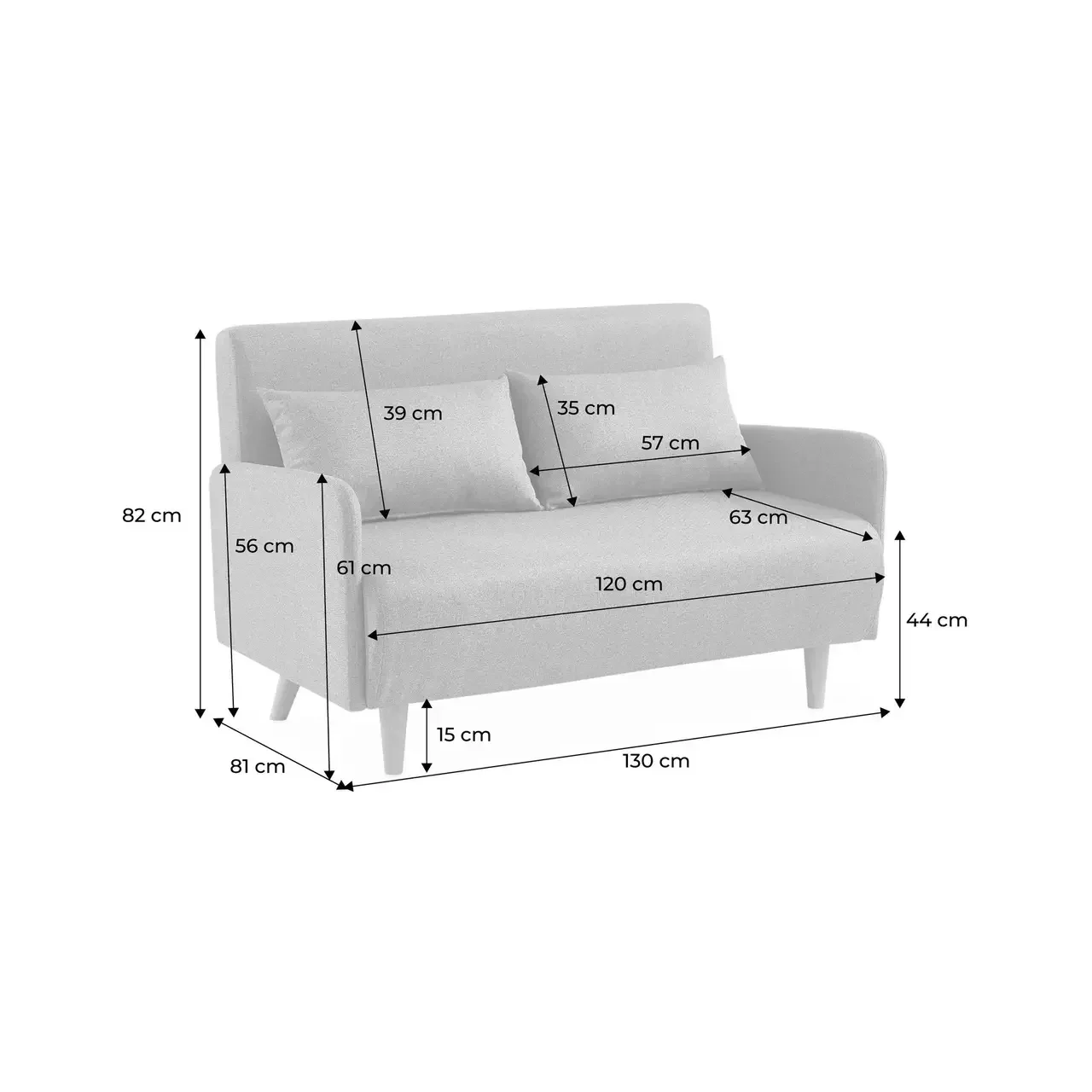 2-Sitzer Boucle Schlafsofa Panam Skandinavischer Stil