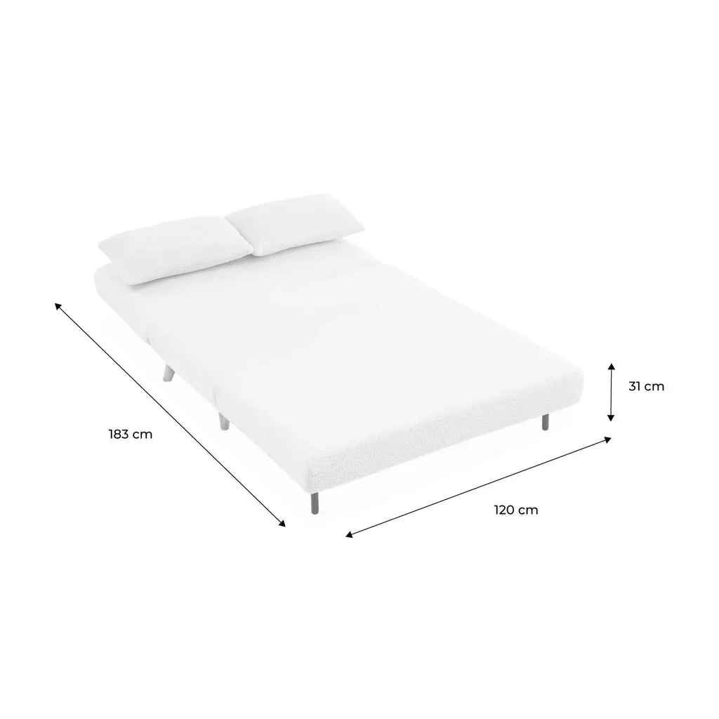 2-seater bouclé fabric sofa bed Guesta small space convertible