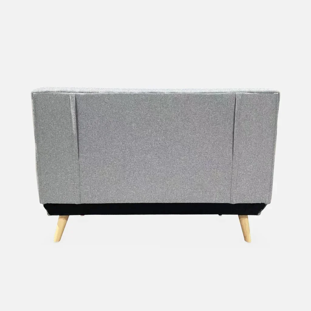 Sofá cama convertible 2 plazas beige estilo escandinavo con patas de madera de hevea