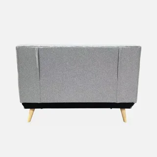 Sofá-cama conversível 2 lugares bege estilo escandinavo com pés de madeira de hevea