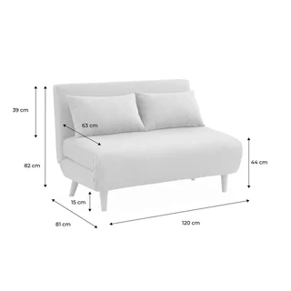 Sofá-cama conversível Guesta 2 lugares bege estilo escandinavo com pés de madeira
