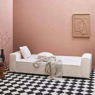 3-Sitzer Bouclé Stoff Schlafsofa Feel ausklappbar