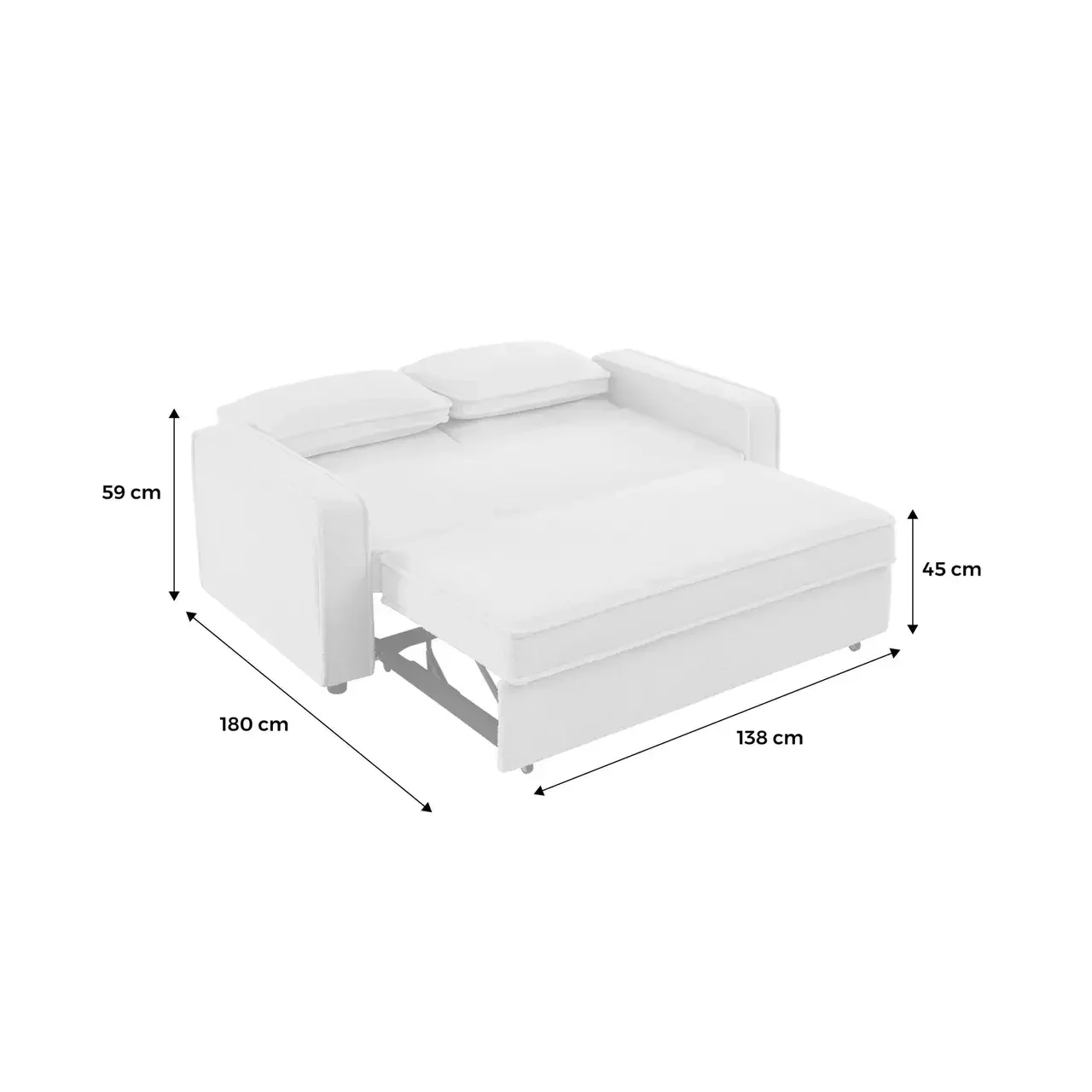 Cremefarbene Bouclé-Stoff 3-Sitzer Schlafsofa Wohnzimmer Couch
