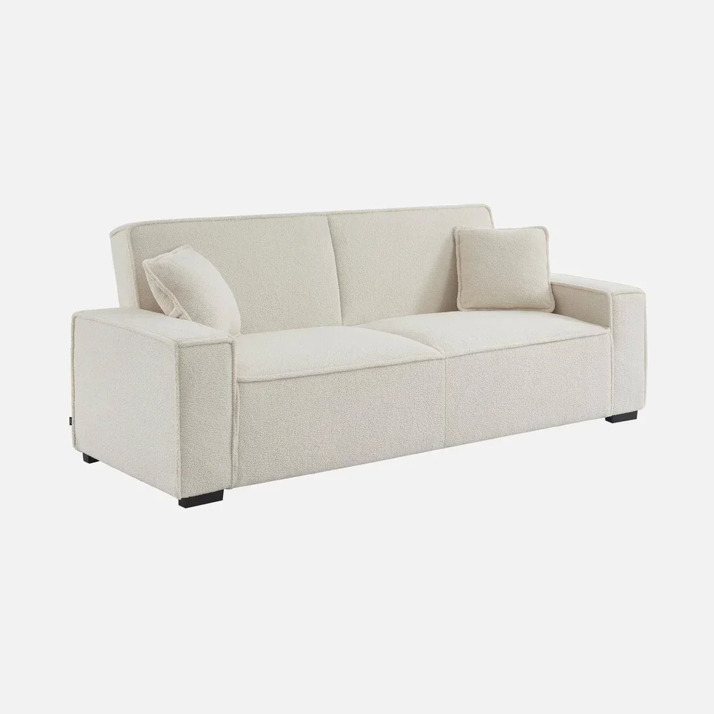 3 Seater Boucle Fabric Sofa Bed Feel Convertible
