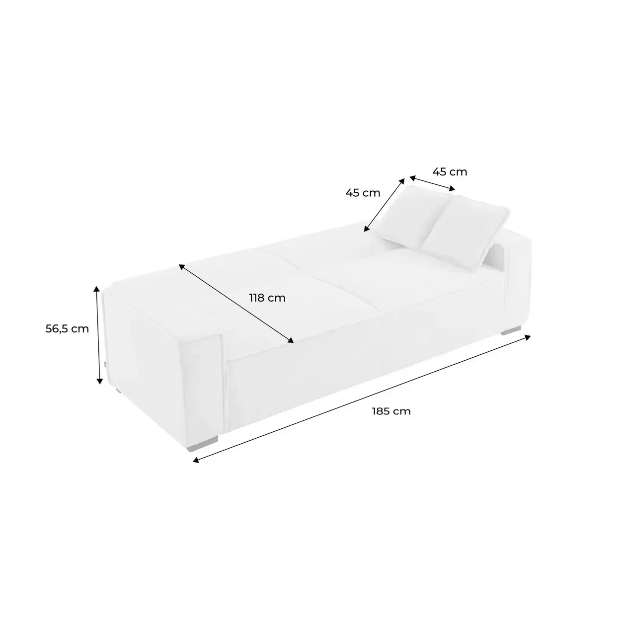 3 Seater Boucle Fabric Sofa Bed Feel Convertible