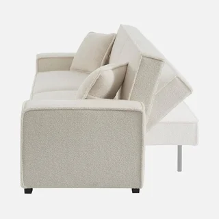 3-Sitzer Bouclé Stoff Schlafsofa Feel ausklappbar