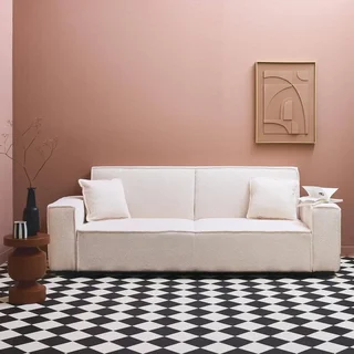 3-Sitzer Bouclé Stoff Schlafsofa Feel ausklappbar