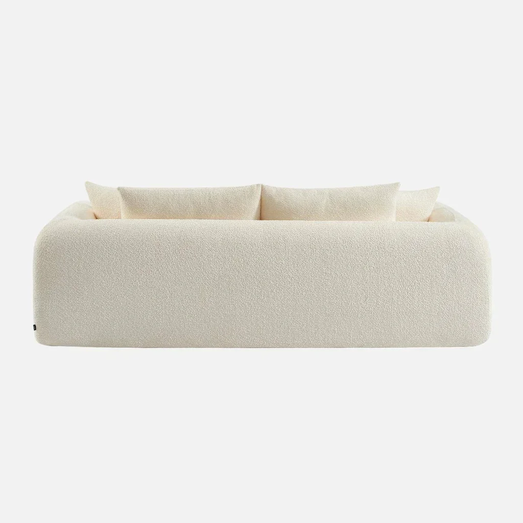 Cream white bouclé 3-seater sofa bed Sweeetch convertible comfort
