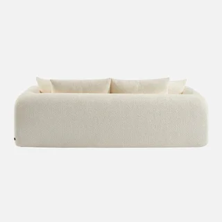 Cream white bouclé 3-seater sofa bed Sweeetch convertible comfort