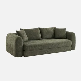 3-Seater Sofa Bed Convertible Sweeatch Boucle Fabric Off-White