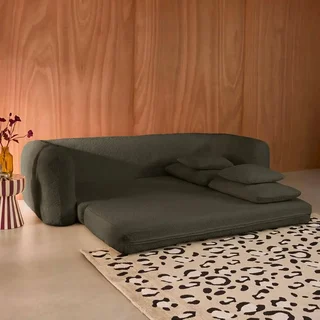 3-Seater Sofa Bed Convertible Sweeatch Boucle Fabric Off-White