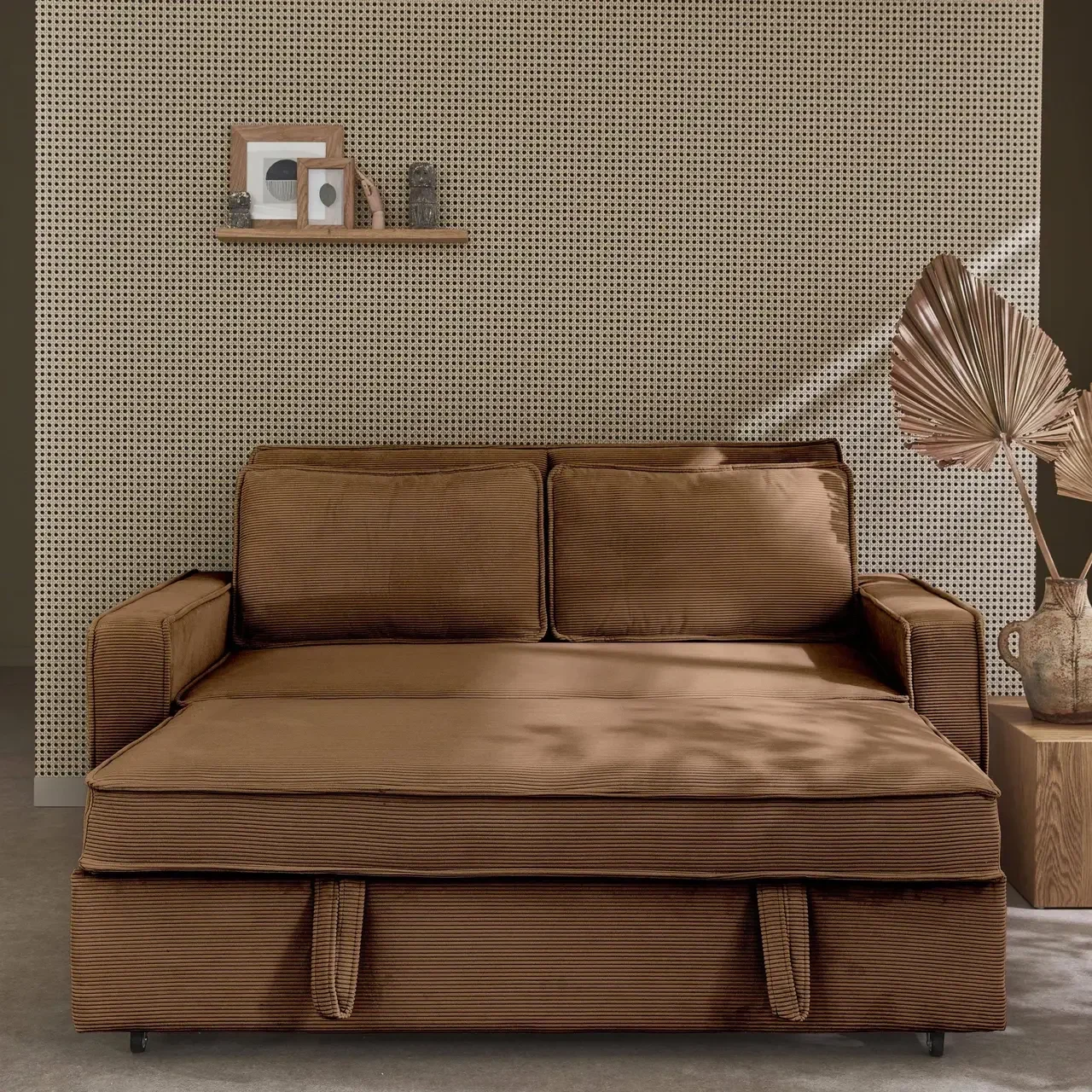 3-Sitzer Cord-Samt Schlafsofa ausklappbar Chill