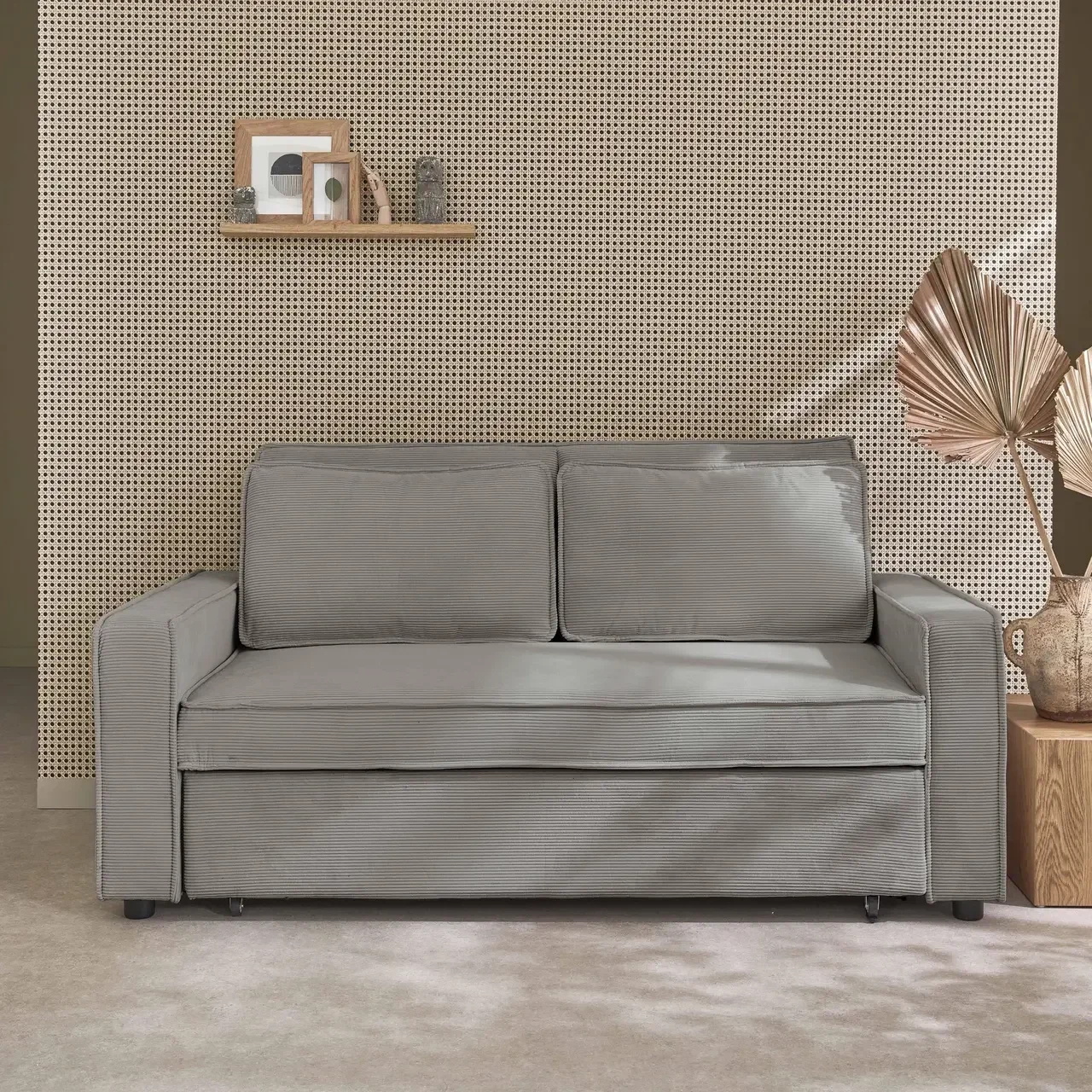 3-Sitzer Cord-Samt Schlafsofa ausklappbar Chill