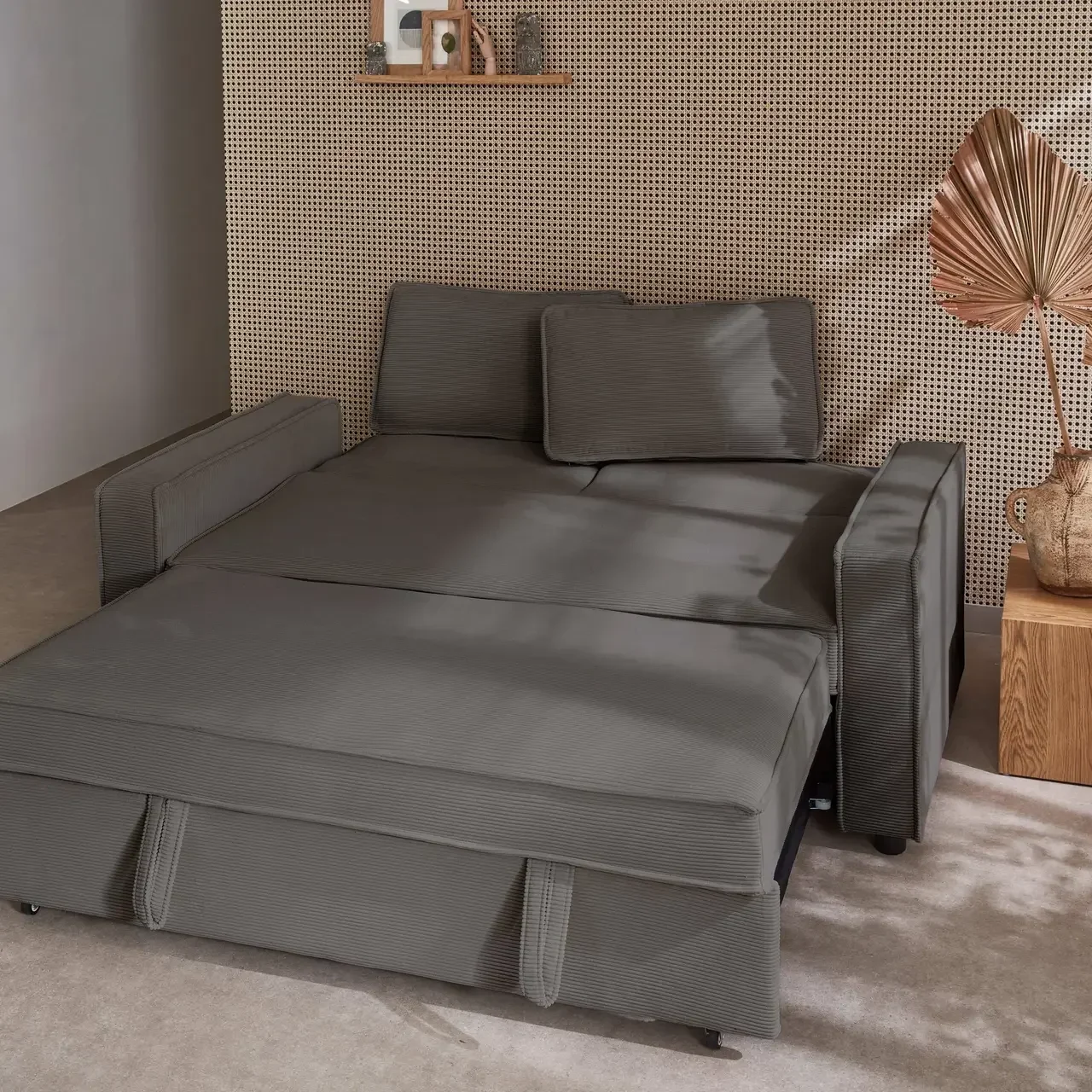3-Sitzer Cord-Samt Schlafsofa ausklappbar Chill