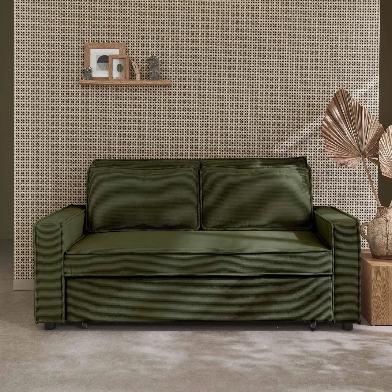 3-Sitzer Cord-Samt Schlafsofa Chill umwandelbar mit ausfahrbaren Füßen