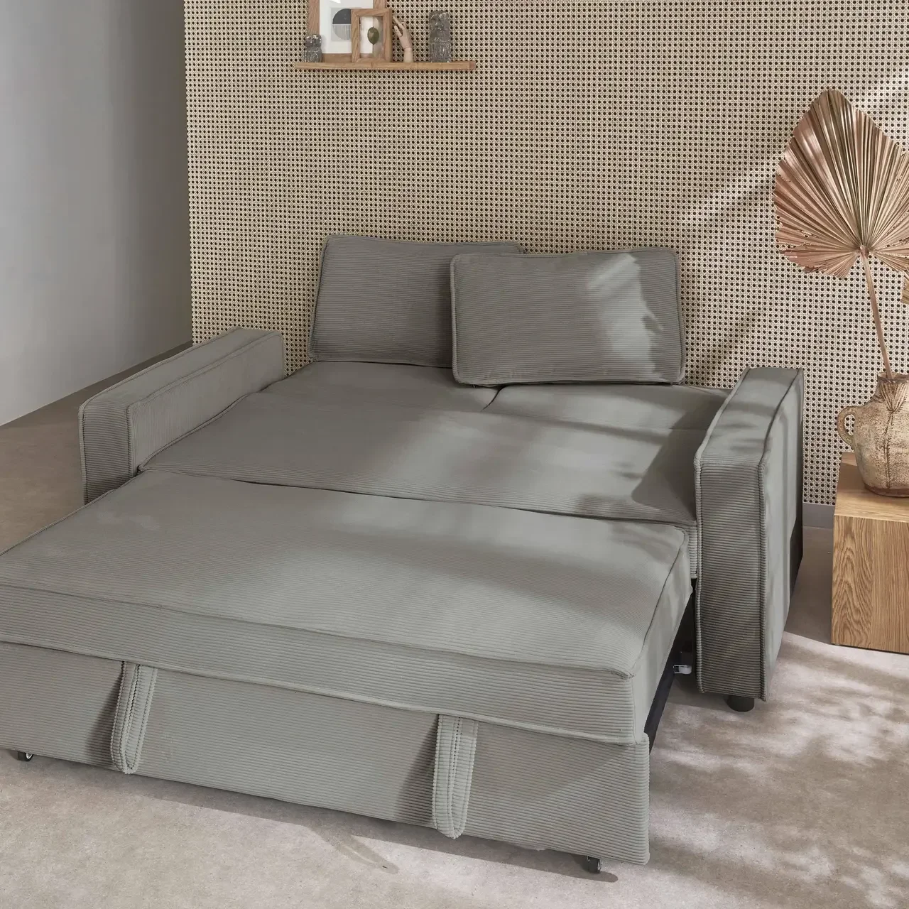 3-Sitzer Cord-Samt Schlafsofa ausklappbar Chill