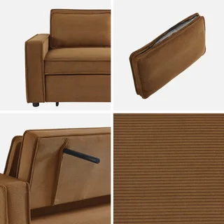 3-Sitzer Cord-Samt Schlafsofa ausklappbar Chill
