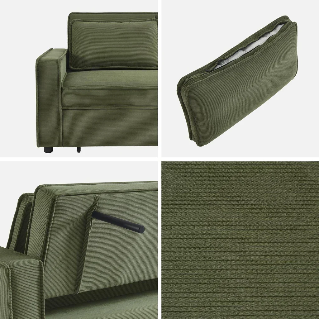 3-Sitzer Cord-Samt Schlafsofa Chill umwandelbar mit ausfahrbaren Füßen