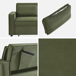 3-Sitzer Cord-Samt Schlafsofa Chill umwandelbar mit ausfahrbaren Füßen