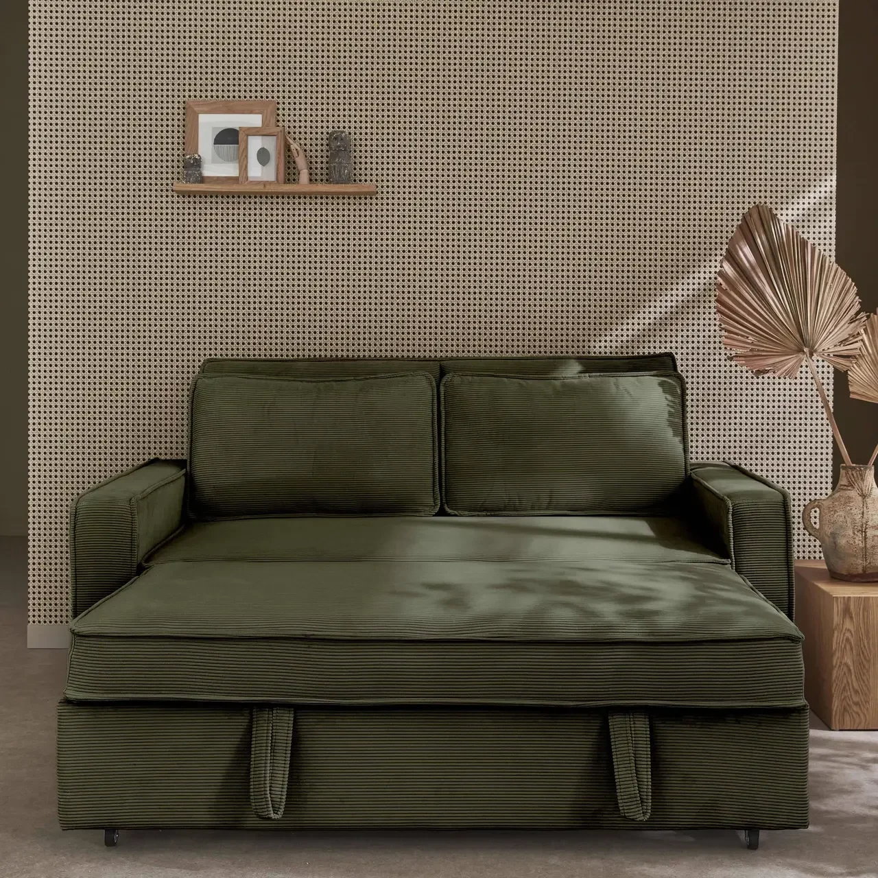 3-Sitzer Cord-Samt Schlafsofa Chill umwandelbar mit ausfahrbaren Füßen