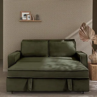 3-Sitzer Cord-Samt Schlafsofa Chill umwandelbar mit ausfahrbaren Füßen