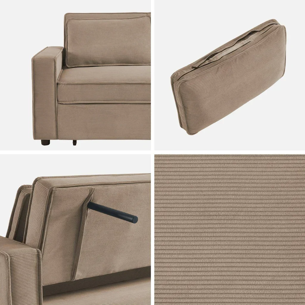 3-Sitzer Cord-Samt Schlafsofa ausklappbar Chill