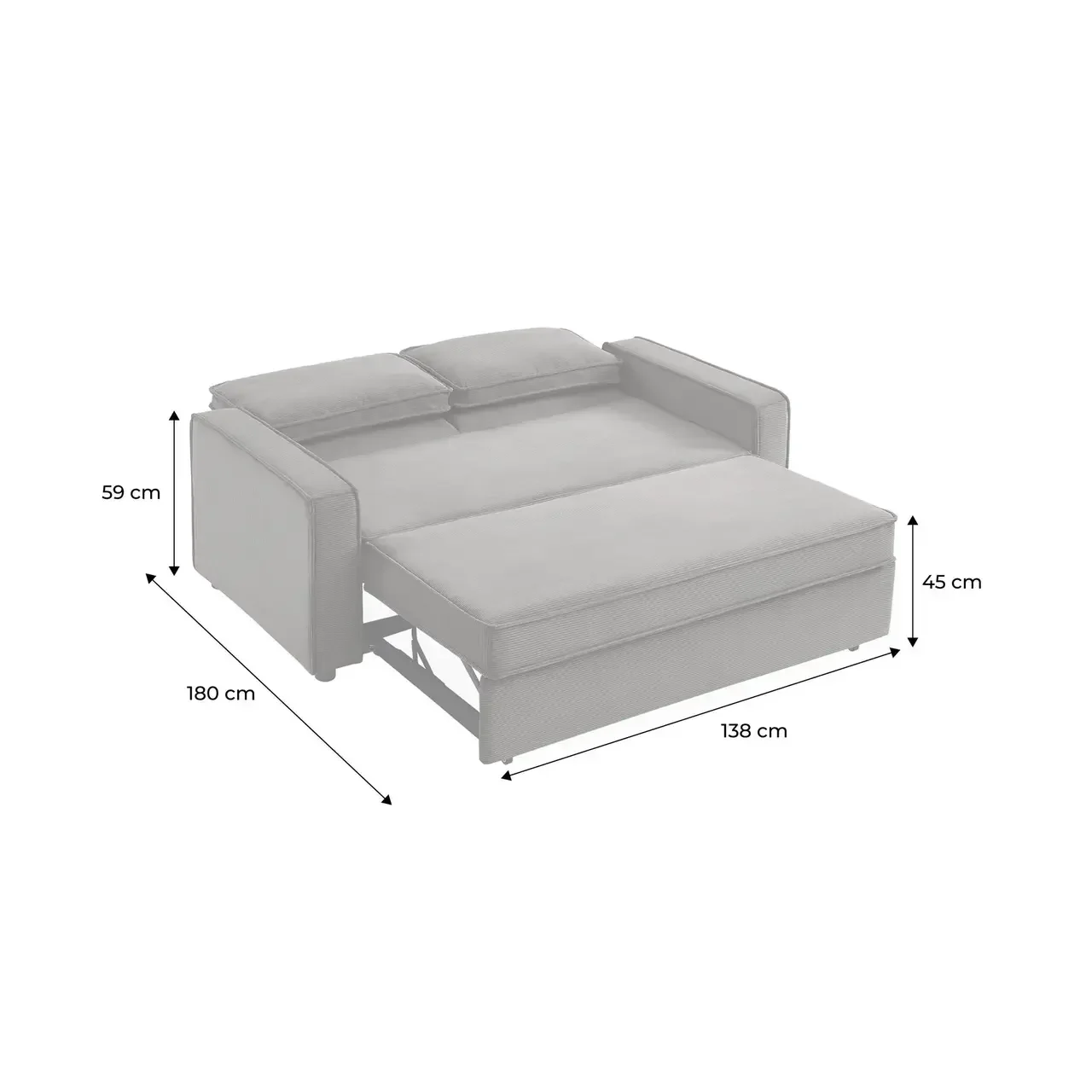 3-Sitzer Cord-Samt Schlafsofa ausklappbar Chill